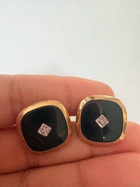 Vintage ANSON 12k Gf  ONYX cuff links .